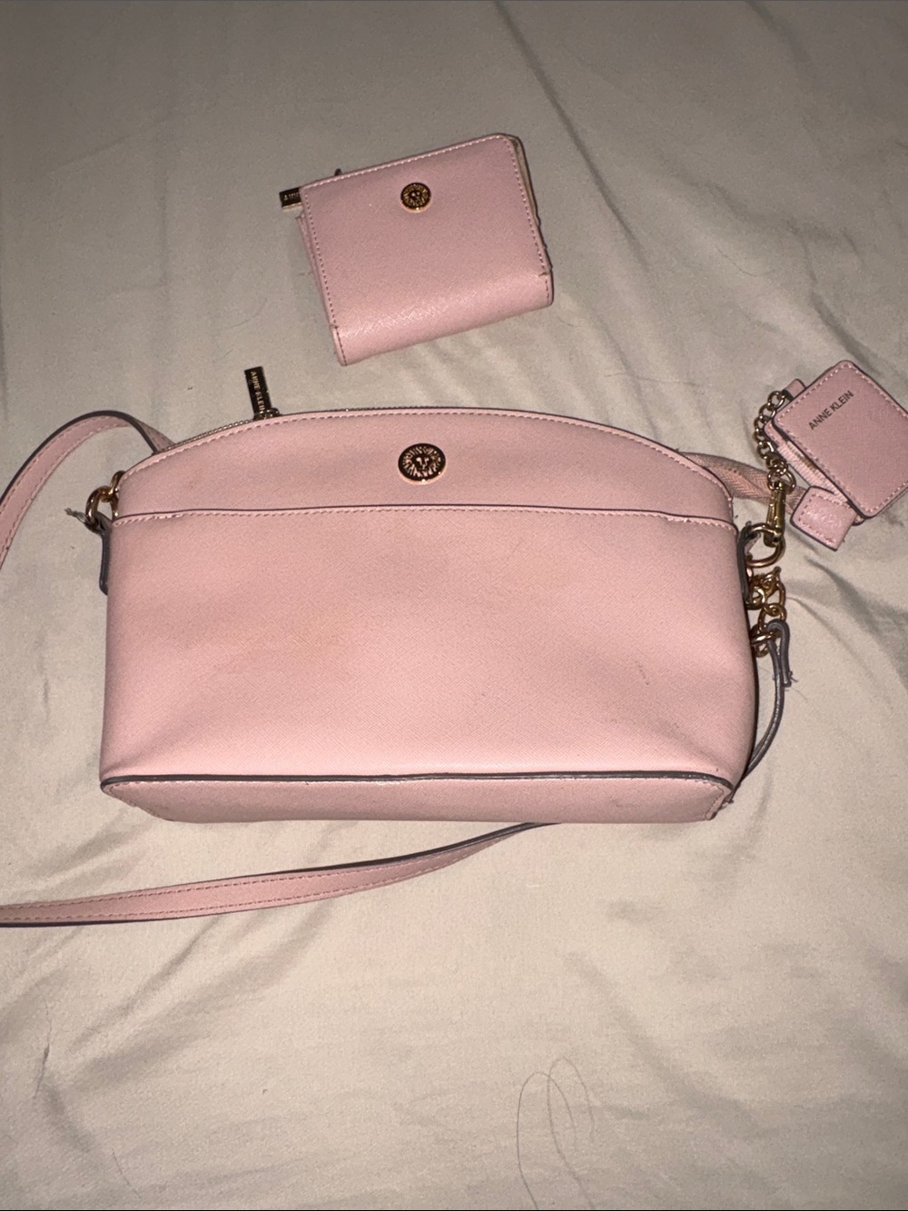 Anne Klein Light Pink Crossbody Bag with Matching Wallet